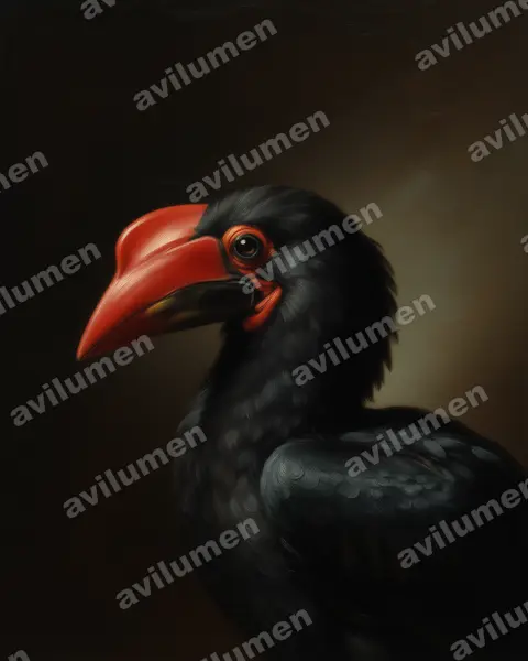 Illustration Huile : Penelopides affinis (Calao de Mindanao)