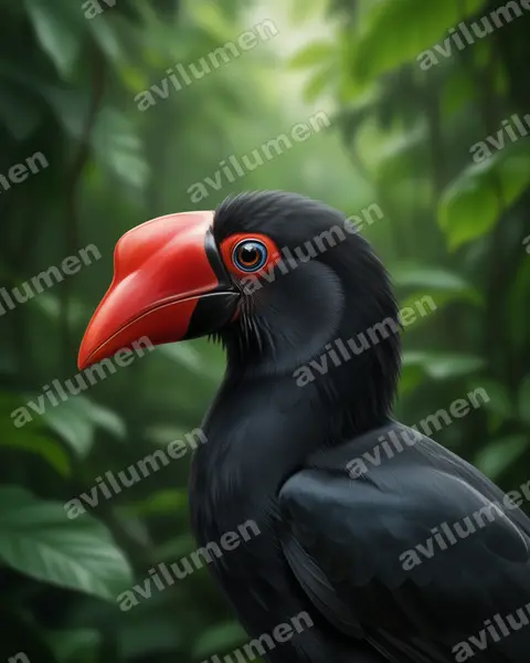 Illustration Réaliste : Penelopides affinis (Calao de Mindanao)