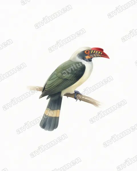 Illustration Aquarelle : Penelopides manillae (Calao de Manille)