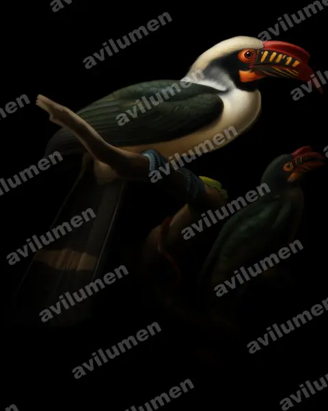 Illustration Huile : Penelopides manillae (Calao de Manille)