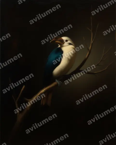 Illustration Huile : Penelopides samarensis (Calao de Samar)