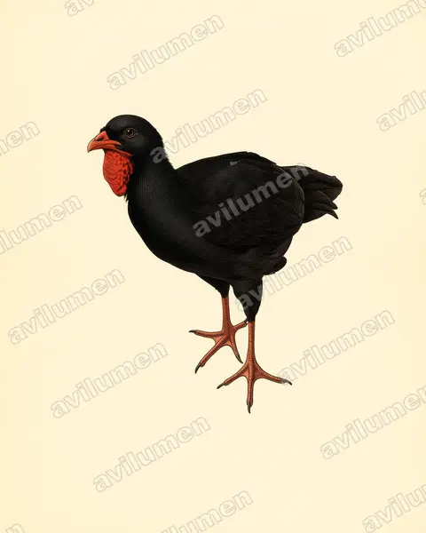 黑山冠雉（Penelopina nigra）的古典图版插画