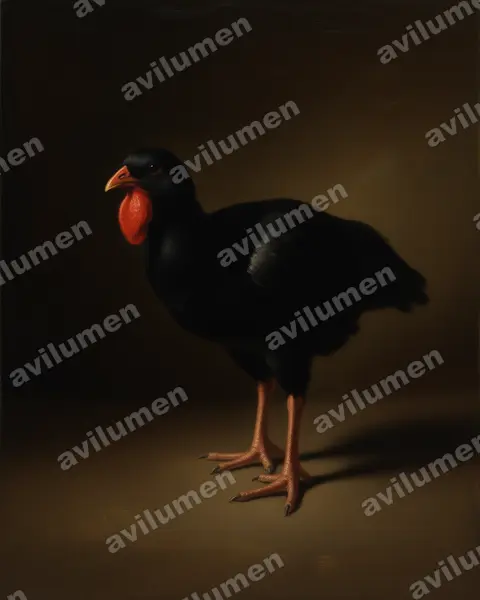 黑山冠雉（Penelopina nigra）的油画插画