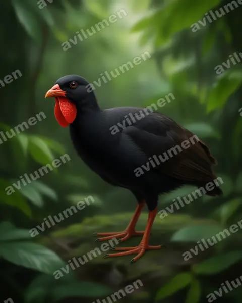 黑山冠雉（Penelopina nigra）的写实插画