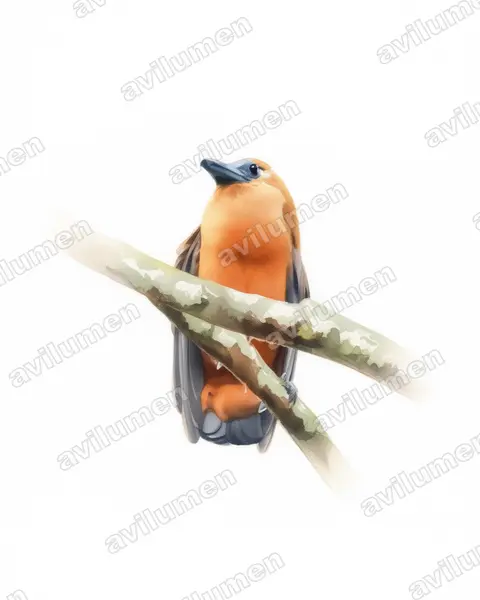Watercolor illustration: Perissocephalus tricolor (Capuchinbird)