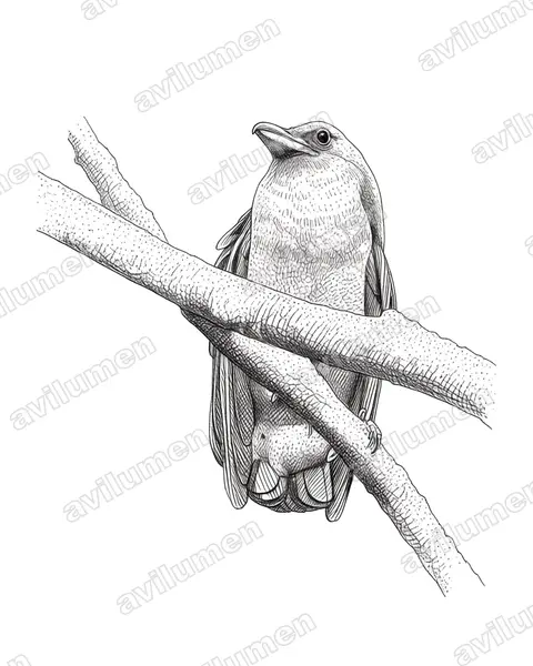 Ink illustration: Perissocephalus tricolor (Capuchinbird)