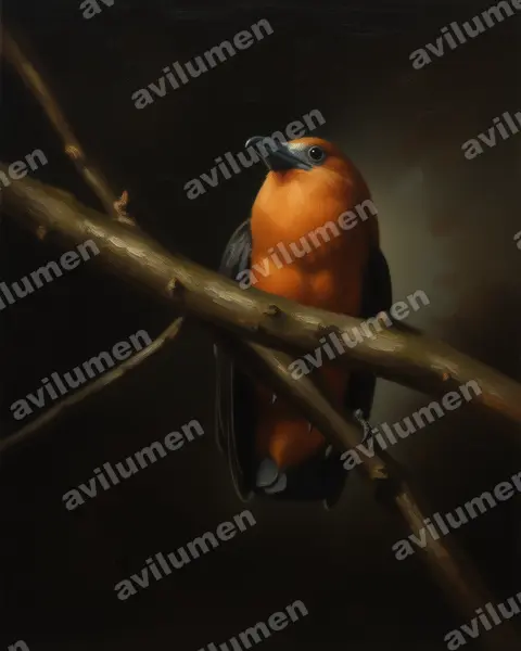 Oil illustration: Perissocephalus tricolor (Capuchinbird)