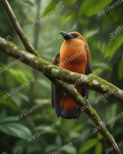 Realistic illustration: Perissocephalus tricolor (Capuchinbird)