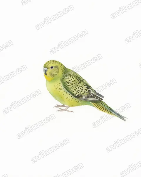 Illustration im Stil Aquarell: Nachtsittich (Pezoporus occidentalis)