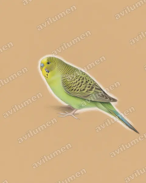 Illustration im Stil Buntstift: Nachtsittich (Pezoporus occidentalis)