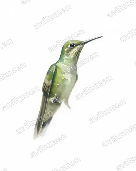 Illustration im Stil Aquarell: Schuppenbrustkolibri (Phaeochroa cuvierii)