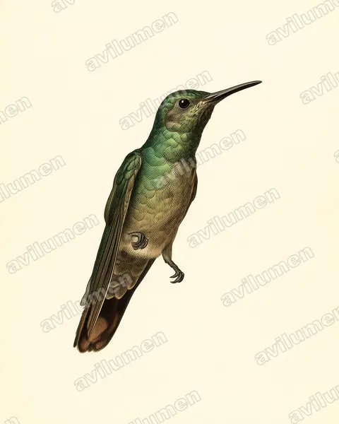 Illustration im Stil Historische Tafel: Schuppenbrustkolibri (Phaeochroa cuvierii)