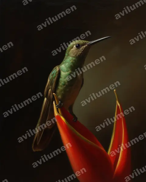 Illustration im Stil Öl: Schuppenbrustkolibri (Phaeochroa cuvierii)