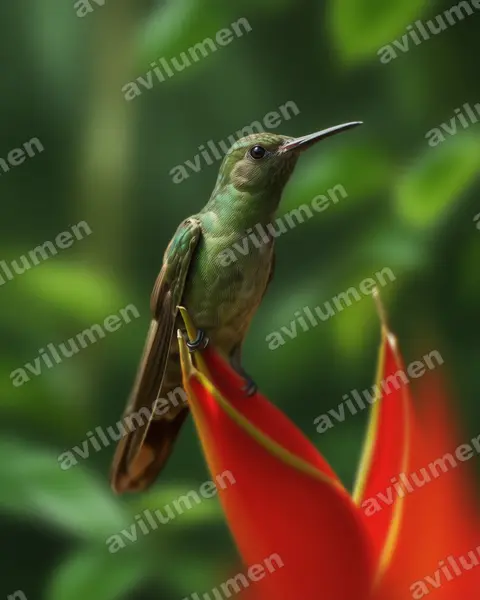 Illustration im Stil Realistisch: Schuppenbrustkolibri (Phaeochroa cuvierii)