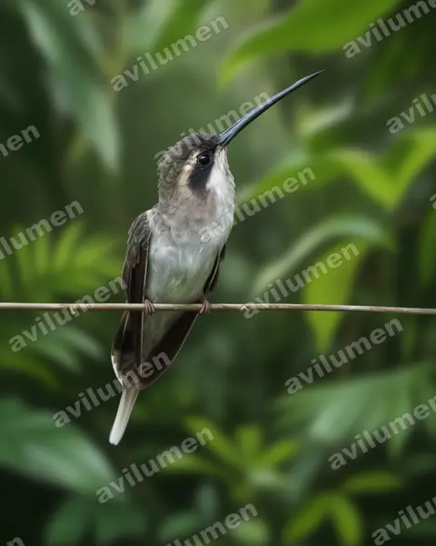 Illustration im Stil Realistisch: Fleckenkehl-Schattenkolibri (Phaethornis anthophilus)