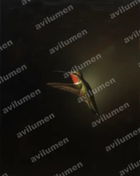Illustration im Stil Öl: Schwarzkehl-Schattenkolibri (Phaethornis atrimentalis)