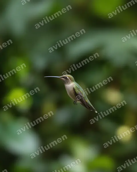 Illustration im Stil Realistisch: Schwarzkehl-Schattenkolibri (Phaethornis atrimentalis)