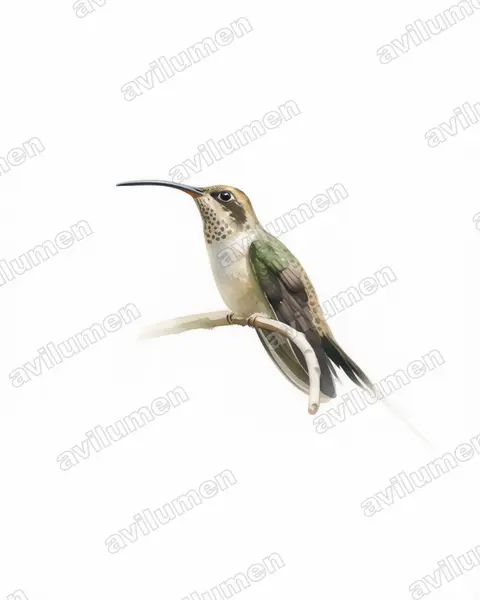 Illustration Aquarelle : Phaethornis eurynome (Ermite eurynome)