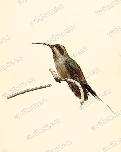 Illustration Planche ancienne : Phaethornis eurynome (Ermite eurynome)