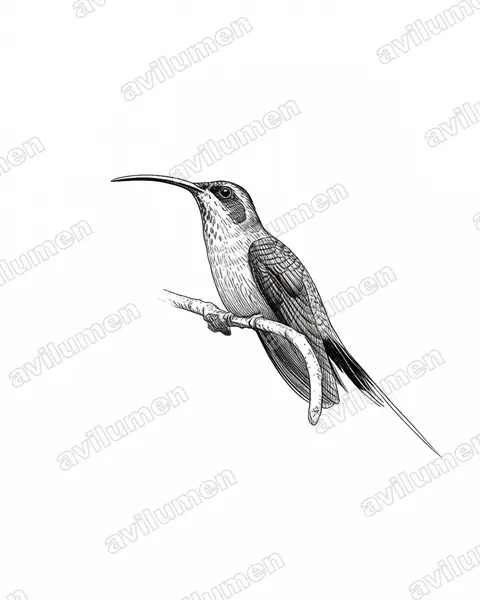 Illustration Encre : Phaethornis eurynome (Ermite eurynome)