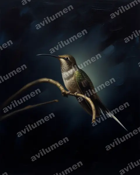 Illustration Huile : Phaethornis eurynome (Ermite eurynome)