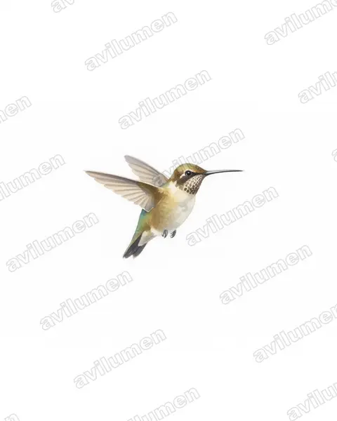Illustration im Stil Aquarell: Schwanzbinden-Schattenkolibri (Phaethornis griseogularis)