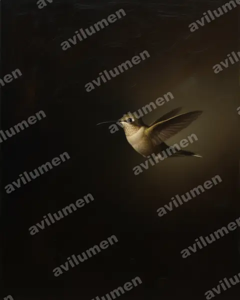 Illustration im Stil Öl: Schwanzbinden-Schattenkolibri (Phaethornis griseogularis)
