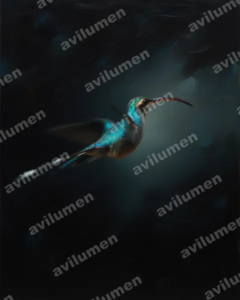 Ilustración en Óleo: Phaethornis guy (Ermitaño verde)
