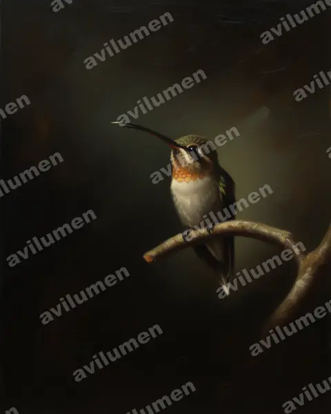 Ilustración en Óleo: Phaethornis idaliae (Ermitaño pigmeo​)