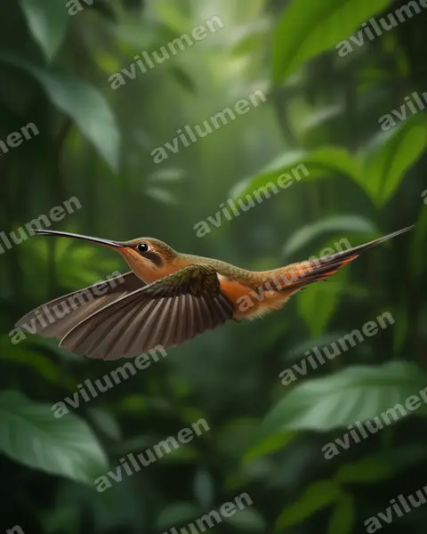 Ilustración en Realista: Phaethornis koepckeae (Ermitaño de Koepcke​)