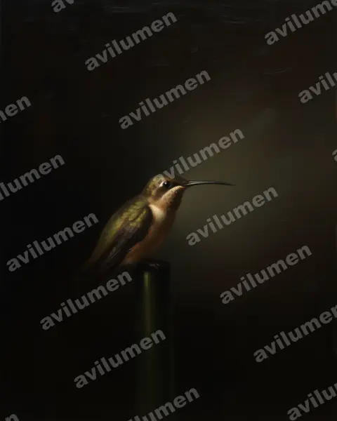 Illustration Huile : Phaethornis longuemareus (Ermite nain)