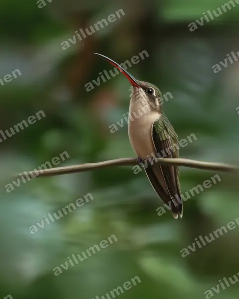 Illustration im Stil Realistisch: Dunkler Schattenkolibri (Phaethornis malaris)