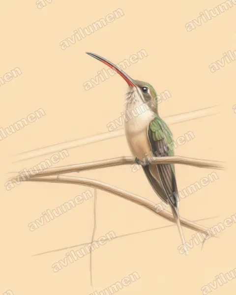 Illustration im Stil Buntstift: Dunkler Schattenkolibri (Phaethornis malaris)