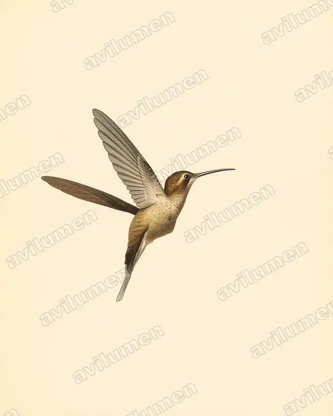 Illustration im Stil Historische Tafel: Mexikoschattenkolibri (Phaethornis mexicanus)