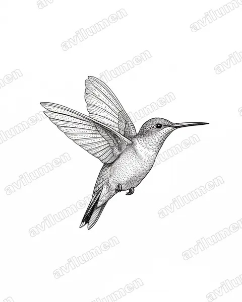 Illustration im Stil Tusche: Mexikoschattenkolibri (Phaethornis mexicanus)