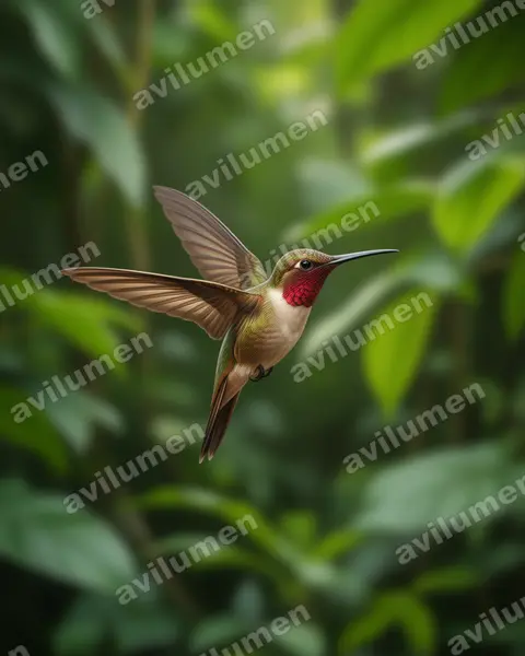 Illustration im Stil Realistisch: Mexikoschattenkolibri (Phaethornis mexicanus)