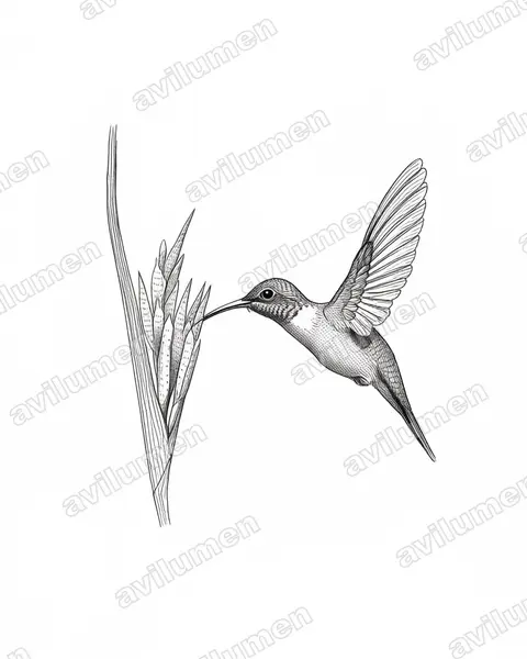 Ilustración en Tinta: Phaethornis nattereri (Ermitaño de Natterer​)