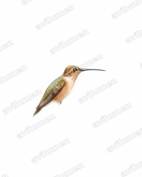 Ilustración en Acuarela: Phaethornis philippii (Ermitaño picoaguja)