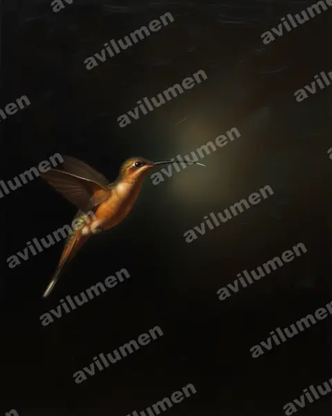 Ilustración en Óleo: Phaethornis philippii (Ermitaño picoaguja)