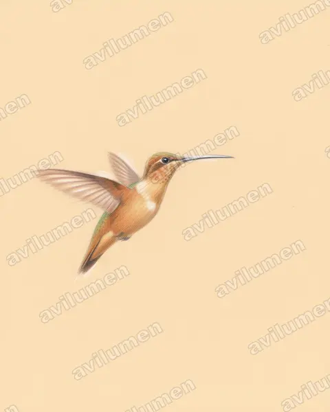Ilustración en Lápiz de color: Phaethornis philippii (Ermitaño picoaguja)