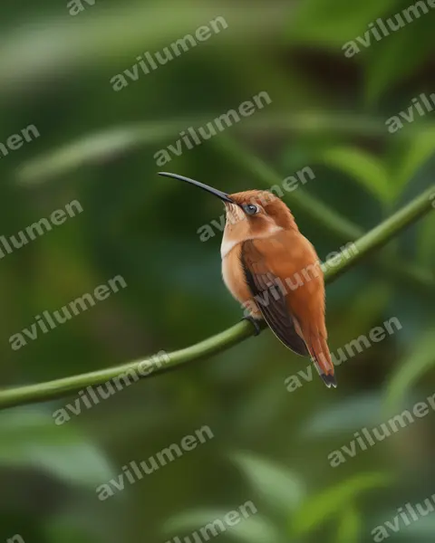 Illustration im Stil Realistisch: Rotschattenkolibri (Phaethornis ruber)