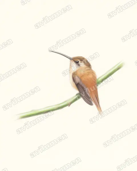 Illustration im Stil Buntstift: Rotschattenkolibri (Phaethornis ruber)