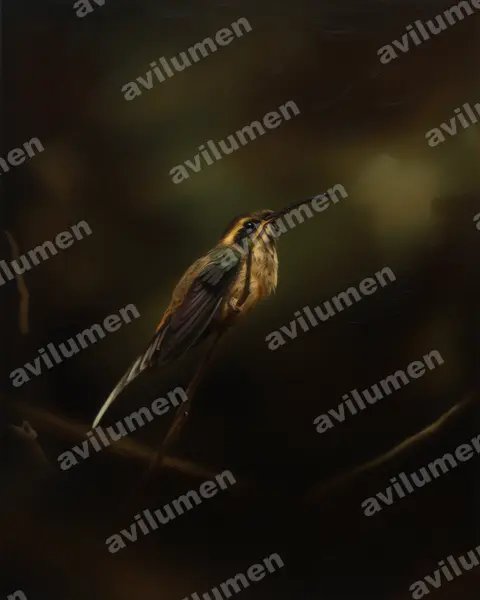 Illustration im Stil Öl: Dunkelkehl-Schattenkolibri (Phaethornis squalidus)