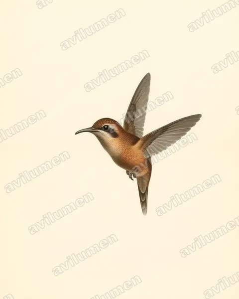 纹喉隐蜂鸟（Phaethornis striigularis）的古典图版插画