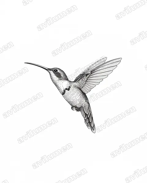 Illustration im Stil Tusche: Stuarts Zwergschattenkolibri (Phaethornis stuarti)