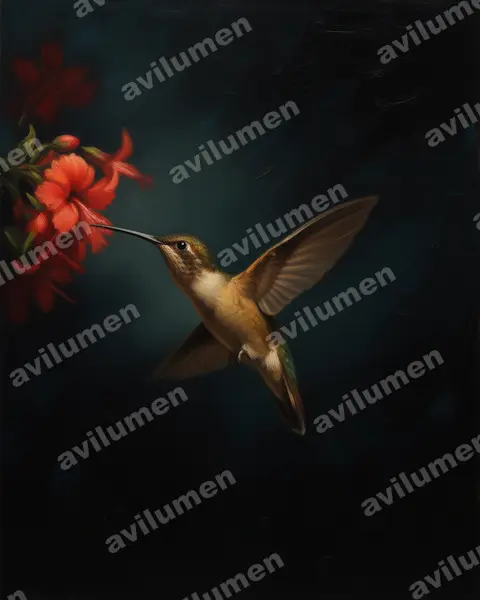 Illustration im Stil Öl: Stuarts Zwergschattenkolibri (Phaethornis stuarti)