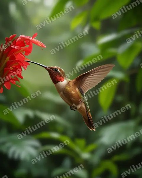 Illustration im Stil Realistisch: Stuarts Zwergschattenkolibri (Phaethornis stuarti)