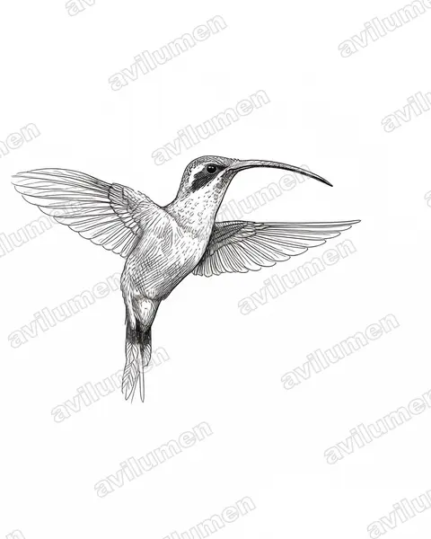 Ink illustration: Phaethornis syrmatophorus (Tawny-bellied Hermit)