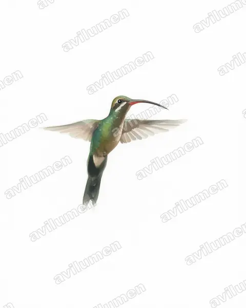 Ilustración en Acuarela: Phaethornis yaruqui (Ermitaño de Yaruqui)