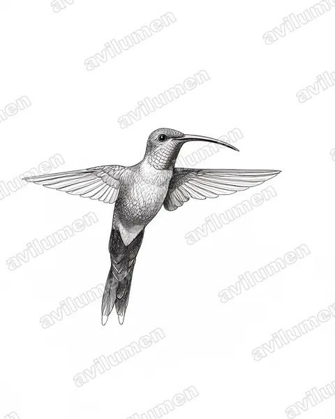 Ilustración en Tinta: Phaethornis yaruqui (Ermitaño de Yaruqui)